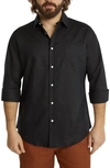 Johnny Bigg Anders Linen Blend Button-up Shirt In Black