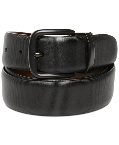 Perry Ellis Portfolio Men's Big And Tall Reversible Dress Belt In Black