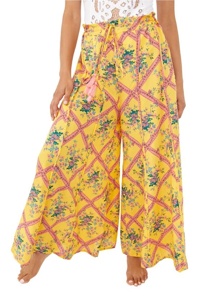 Free People I'm The One Wide Leg Lounge Pants In Sun Combo