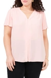 Vince Camuto Flutter Sleeve Blouse In Fresh Pink