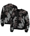 THE WILD COLLECTIVE WOMEN'S BLACK BOSTON CELTICS CAMO SHERPA FULL-ZIP BOMBER JACKET