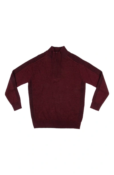 X-ray Quarter Zip Marble Knit Sweater In Burgundy Marled