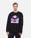 Valentino Graphic-print Crewneck Cotton-jersey Sweatshirt In Black