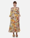 La Doublej Jennifer Jane Holi Floral-print Tiered Poplin Midi Dress In Yellow