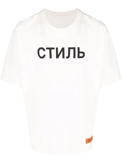 Heron Preston White Cotton Rugular T-shirt With Ctnmb Print