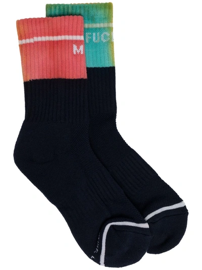 Mother Tie-dye Slogan Socks In Blue