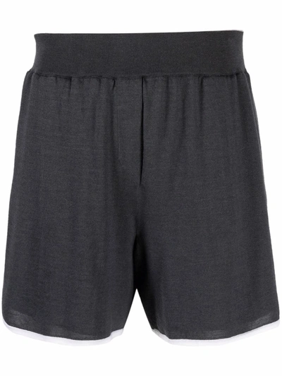 Brunello Cucinelli Cashmere-blend Elastic Waist Shorts In Grey