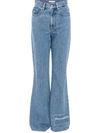 Jw Anderson Logo-print High-waisted Bootcut Jeans In Blue