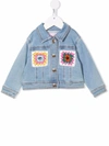 CHIARA FERRAGNI EYESTAR CROCHET EMBROIDERED DENIM JACKET