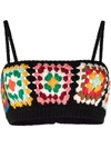 Alanui Positive Vibes Hand-crochet Bralette In Black
