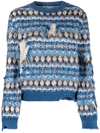 Maison Margiela Distressed Fair Isle Wool And Cotton-blend Sweater In Blue