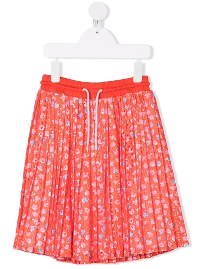 The Marc Jacobs Kids' Hearts Print Pleated Skirt (4-14 Years) In Red