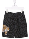Kenzo Grey Short For Boy With Tiger In Grey