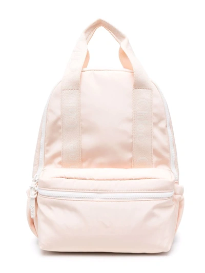 Chloé Kids' Logo-print Strap Backpack In Pink