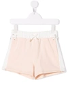 Chloé Kids' Colour-block Track Shorts In 浅粉色