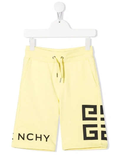 Givenchy Kids' Logo-print Track Shorts In Yellow