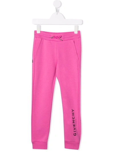 Givenchy Kids' Logo-print Cotton Track Trousers In Pink