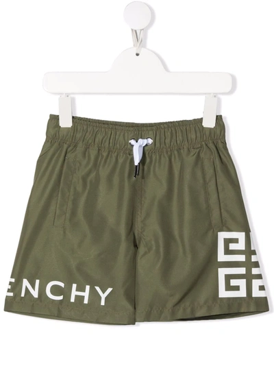 Givenchy Kids' Logo-print Swim Shorts In Green