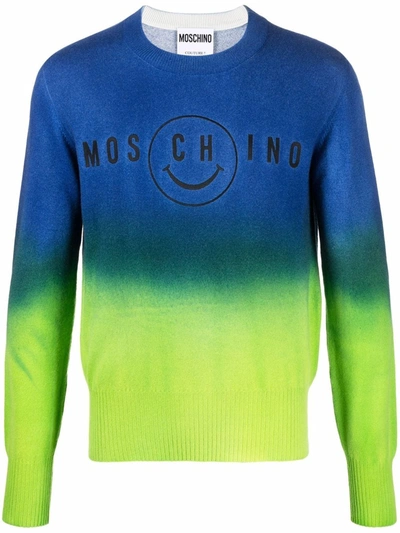 Moschino Gradient Embroidered Logo Jumper In Green