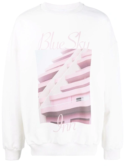Blue Sky Inn Mens White Cotton Sweatshirt