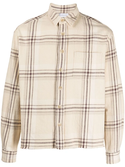 John Elliott Hemi Frayed Checked Cotton-flannel Shirt In Cream