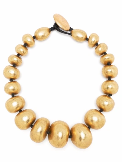 Monies Wooden-bead Necklace In Gold