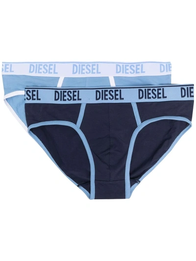 Diesel Logo-waistband Brief Pack In Blue