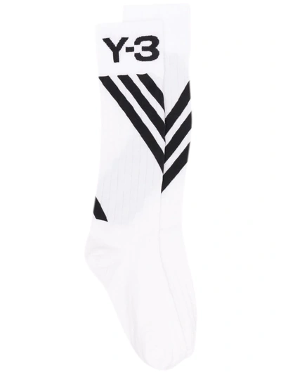 Y-3 Intarsia-knit Ankle Socks In White