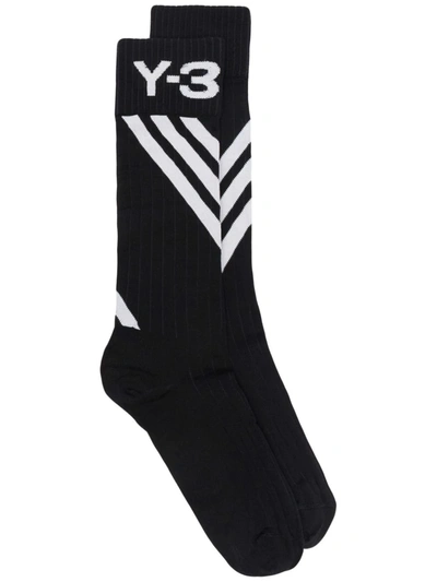 Y-3 Intarsia-knit Ankle Socks In Black