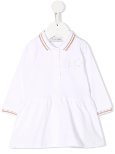 Moncler Babies' Striped-trim Flared Dress In White