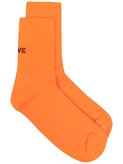 Loewe Logo-print Socks In Orange