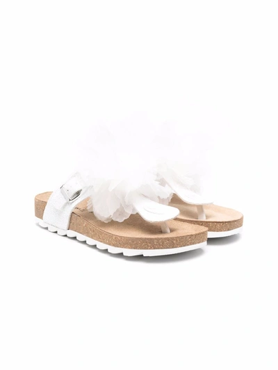 Monnalisa Teen Floral-appliqué Sandals In White