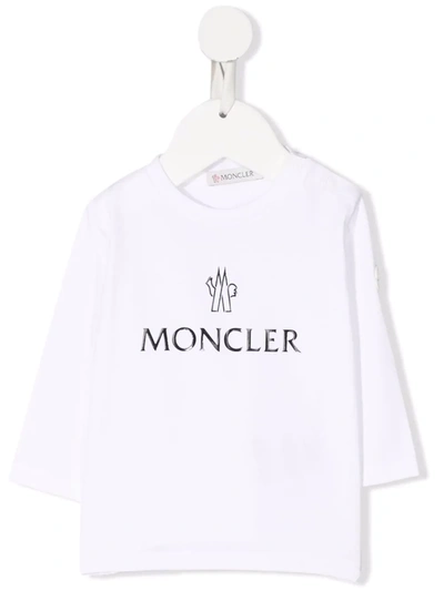 Moncler Babies' Logo-print T-shirt In White