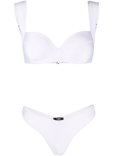 Noire Swimwear Underwired Lurex Bikini Set In White