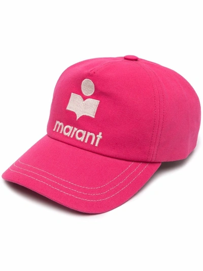 Isabel Marant Tyron Embroidered Logo Cotton Cap In Fuchsia