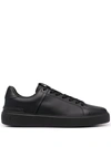 Balmain Black Low Top Sneakers With Logo In Leather In Black