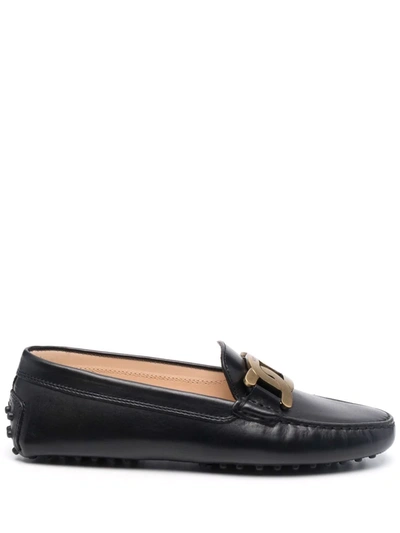 Tod's Plaque-detail Moccasin Loafers In Black