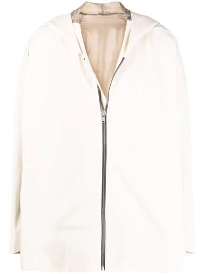Rick Owens Hooded Oversized Coat In Neutrals