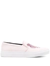 Kenzo Tiger-embroidered Slip-on Sneakers In Pink