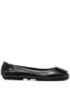 Tory Burch Logo-plaque Leather Ballerina Pumps In Black