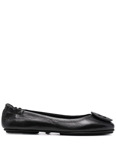 Tory Burch Minnie Travel Ballerina Shoes In Black