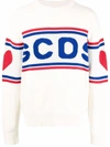 Gcds Logo-print Knitted Jumper In White