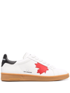 Dsquared2 Maple Leaf Boxer Leather Low Sneakers In White
