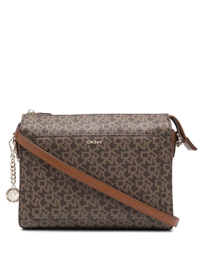 Dkny Bryant Monogram Crossbody Bag In Brown