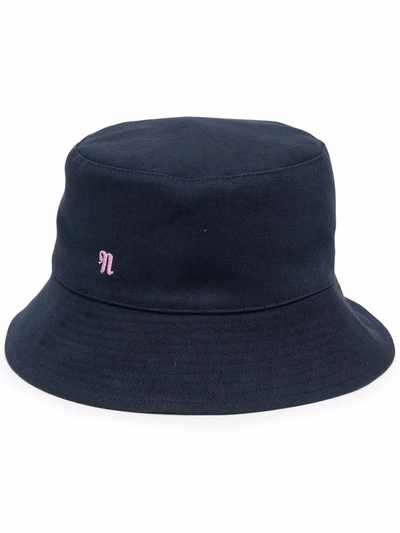 Nanushka Embroidered-logo Bucket Hat In Blue