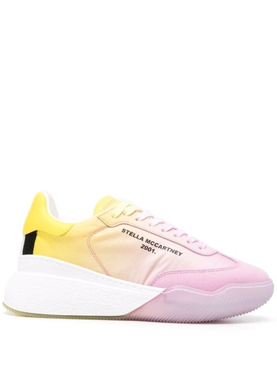 Stella Mccartney Pink And Yellow Canvas Loop Sneakers In Multicolore