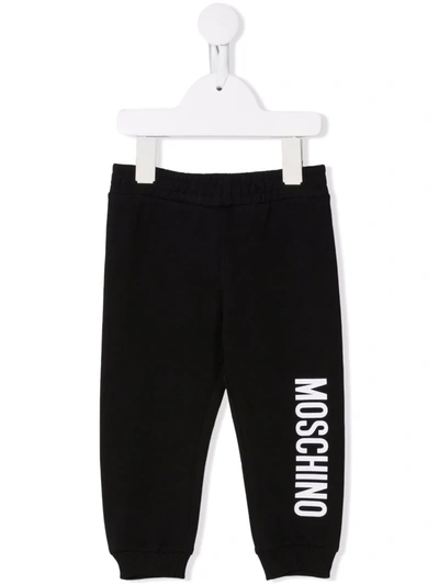 Moschino Babies' Logo-print Track Trousers In Black