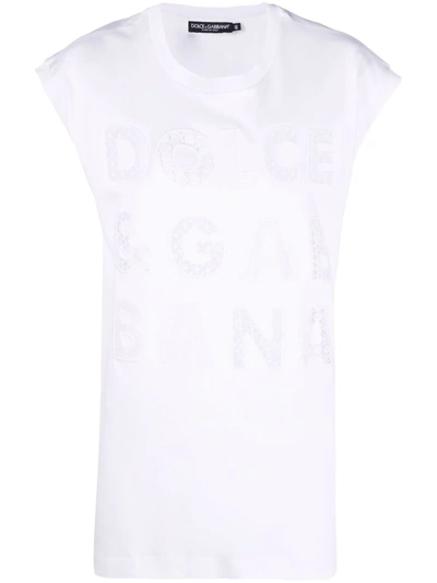 Dolce & Gabbana White Logo Cut-out T-shirt