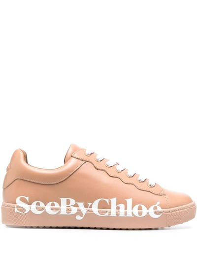 See By Chloé Logo-print Lace-up Trainers In Pink