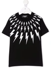 Neil Barrett Kids' Lightning Bolt-print Short-sleeve T-shirt In Black